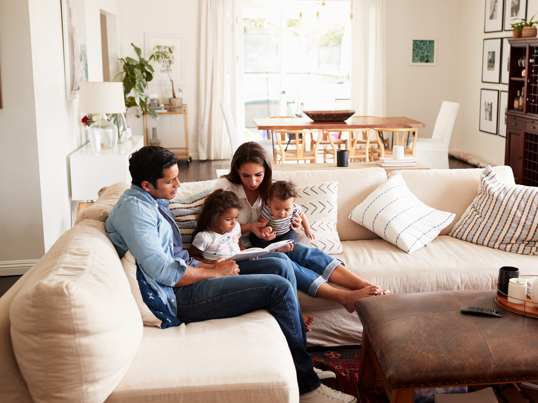 family in living room